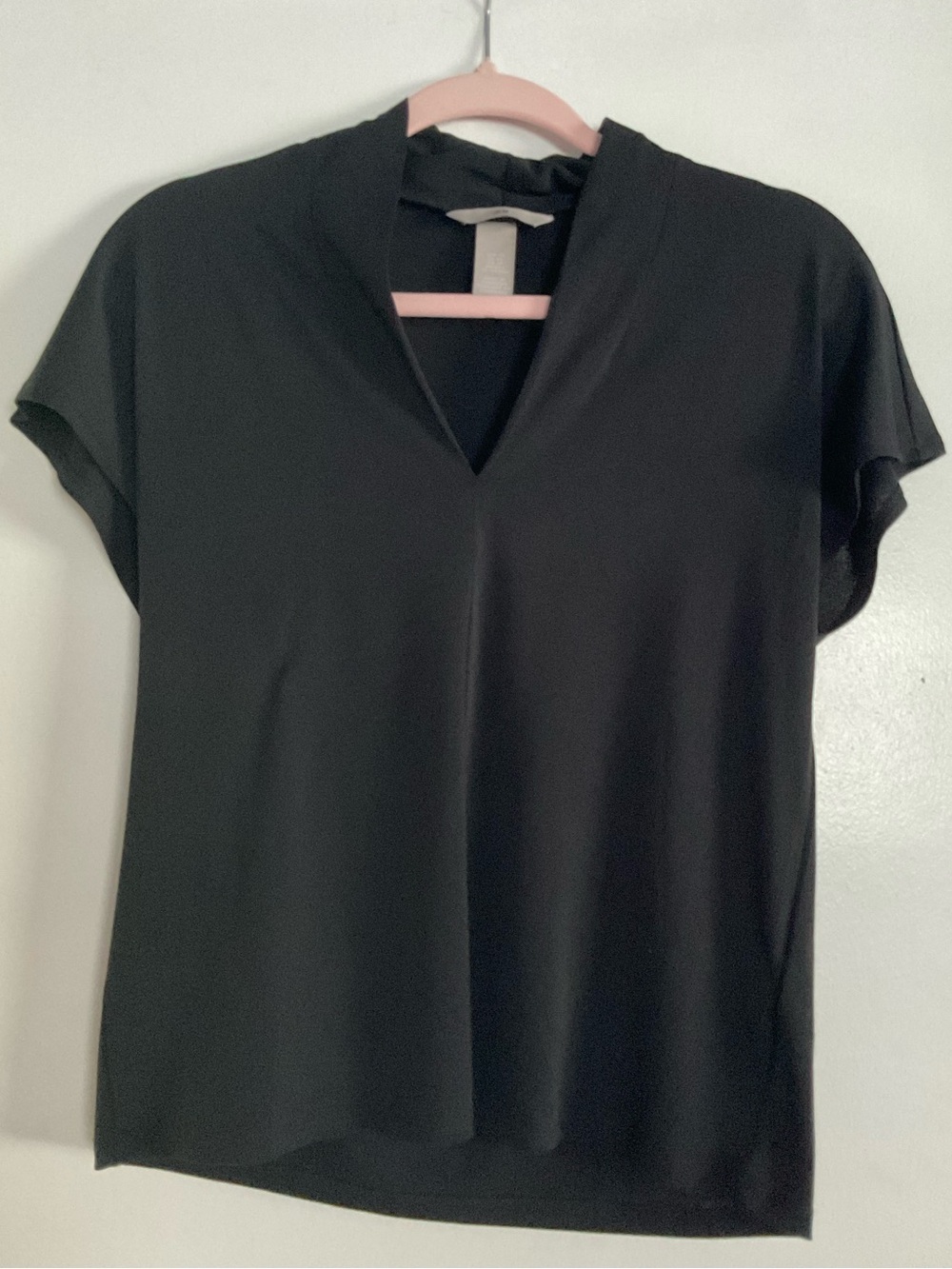H&M Black V-Neck Short Sleeve Blouse